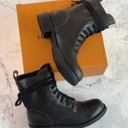 Louis Vuitton Wonderland Flat Ranger Leather Winter Boots Shoes Black