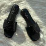 Louis Vuitton Monogram Revival Debossed Embossed Flats Slides Slip-Ons Sandals Black