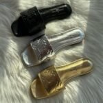 Louis Vuitton Monogram Revival Debossed Metallic Embossed Flats Slides Slip-Ons Sandals Gold - Image 2