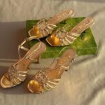 Gucci Carmen Crystal Interlocking GG Heels Adjustable Backstrap Sandals Gold - Image 2