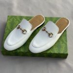 Gucci Princetown Horsebit-Detail Leather Mules Slides Slip-Ons Sandals White