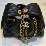 Chanel Mini Small 25 Caviar Leather Hobo Bag Gold Black with Free Perfume