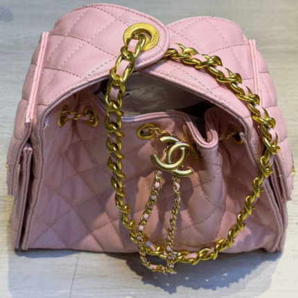 Chanel Mini Small 25 Caviar Leather Hobo Bag Gold Pink with Free Perfume