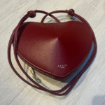 Z Alaïa Le Coeur Leather Convertible Calfskin Crossbody Shoulder Bag Burgundy with Free Perfume