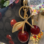 Coach Teri Shoulder Hand Bag In Signature Canvas Cherry Print Tan with Free Perfume - Image 4