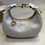 Coach Jonie Mini Hobo Shoulder Hand Bag Signature Canvas Gold White with Free Perfume 