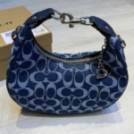 Coach Jonie Mini Hobo Shoulder Hand Bag Signature Canvas Gold Blue with Free Perfume