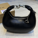 Coach Jonie Mini Hobo Shoulder Hand Bag Plain Canvas Palladium Black with Free Perfume