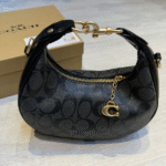 Coach Jonie Mini Hobo Shoulder Hand Bag Signature Canvas Gold Black with Free Perfume