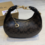 Coach Jonie Mini Hobo Shoulder Hand Bag Signature Canvas Gold Taupe with Free Perfume