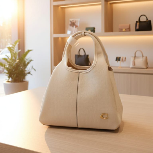 7 Affiora Coach Lana Leather Shoulder Hand Tote Togo Bag Cream 23 with Free Perfume - Image 1