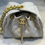 Chanel Mini Small 25 Caviar Leather Hobo Bag Gold White with Free Perfume