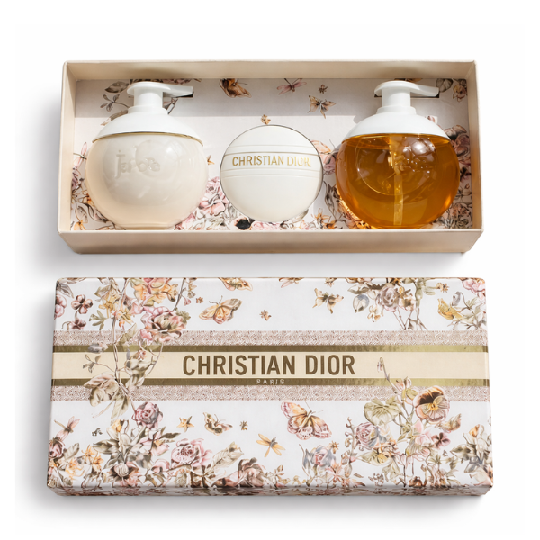 16 A body milk, a shower gel, and a hand, nail and décolleté cream are the latest additions to the J’adore Les Adorables collection.