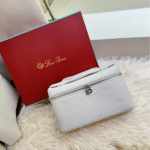 Loro Piana Grained Calfskin Leather Extra Pocket Crossbody Shoulder Strap Bag White with Free Perfume