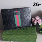 Gucci Canvas Web Tricolor Wristlet Pouch Clutch Black with Free Perfume