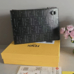 Fendi Zucca Embossed Zip Wristlet Clutch Pouch Bag Black with Free Perfume