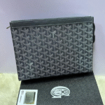 Goyard Goyardine Canvas Conti Pouch Clutch Bag Gray with Free Perfume