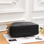 Chanel 25A Leather Suede Bucket Hobo Hand Shoulder Bag Gold Hardware Pink Black with Free Perfume - Image 6