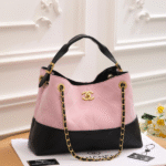 Chanel 25A Leather Suede Bucket Hobo Hand Shoulder Bag Gold Hardware Pink Black with Free Perfume