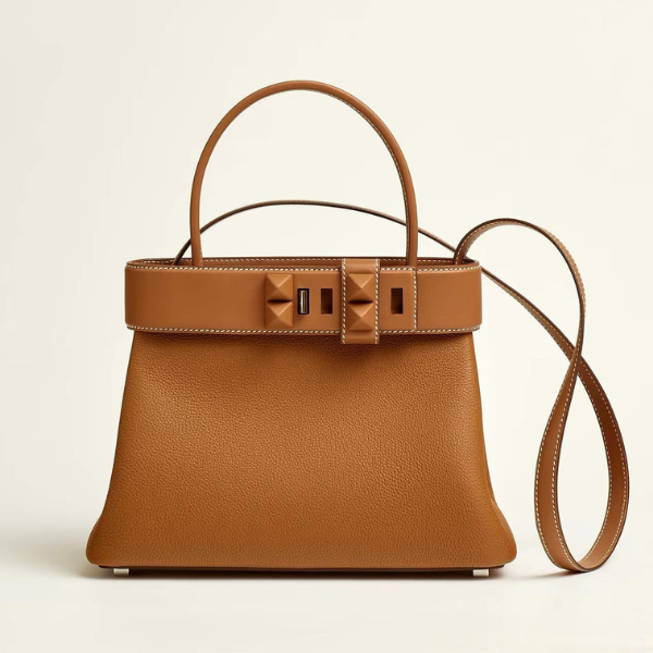 8 Hermès Médor Calfskin Leather Clous Togo Swift Crossbody Hand Bag Strap Tan with Free Perfume - Image 1