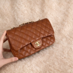 Chanel Caviar Quilted Leather Chain Classic Flap Shoulder Hand Bag Gold Hardware Tan with Free Perfume