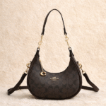 Coach Teri Shoulder Hobo Crossbody Shoulder Hand Bag Strap In Signature Canvas Brown with Free Perfume