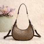 Coach Teri Shoulder Hobo Crossbody Shoulder Hand Bag Strap In Signature Canvas Beige Brown with Free Perfume