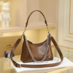 Coach Juliet Glazed Glovetanned Leather Hand Shoulder Bag Crossbody Strap Palladium Brown with Free Perfume