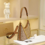 Coach Juliet Glazed Glovetanned Leather Hand Shoulder Bag Crossbody Strap Palladium Chain Black with Free Perfume - Image 3