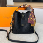 Louis Vuitton Monogram Embossed Leather Bucket Hand Shoulder Crossbody Chain Strap Bag Black with Free Perfume