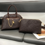 Louis Vuitton Neo Ever More PM Monogram Taurillon Leather Embossed Hand Bag and Pouch Brown with Free Perfume
