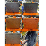 Hermès Embossed Leather Pouch Clutch Hand Bag Orange with Free Perfume - Image 3