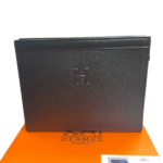 Hermès Embossed Leather Pouch Clutch Hand Bag Black with Free Perfume
