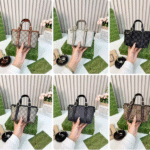 Gucci Canvas Leather GG Emblem Mini Tote Hand Bag Strap In Signature Canvas Black Denim with Free Perfume - Image 3