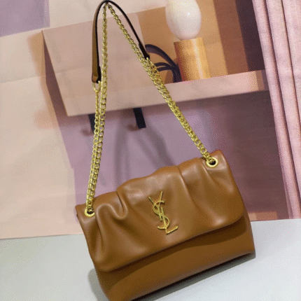 Yves Saint Laurent Niki Medium Supple Grained Lambskin Leather Shoulder Hand Bag Crossbody Chain Strap Gold Hardware Tan with Free Perfume