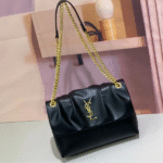 Yves Saint Laurent Niki Medium Supple Grained Lambskin Leather Shoulder Hand Bag Crossbody Chain Strap Gold Hardware Black with Free Perfume
