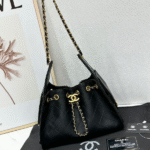 Chanel 25 Small Quilted Leather Shiny Crumpled Calfskin Hobo Shoulder Crossbody Hand Bag Gold Black with Free Perfume