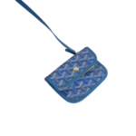 Goyard Mini Anjou Goyardine Canvas Chevroches Calfskin Leather Reversible Tote Top Handle Shoulder Bag Blue with Free Perfume - Image 3