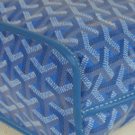 Goyard Mini Anjou Goyardine Canvas Chevroches Calfskin Leather Reversible Tote Top Handle Shoulder Bag Blue with Free Perfume - Image 4