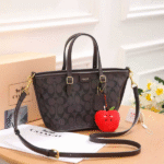 Coach Taxi Signature Canvas Leather Tote Hand Shoulder Bag Crossbody Strap Gold Brown with Free Perfume