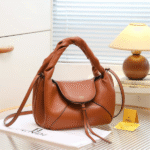 Fendi Spy Small Leather Pouch Hand Bag Shoulder Crossbody Strap Brown with Free Perfume