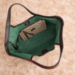 Gucci Giglio GG Leather Canvas Tote Hand Shoulder Bag Crossbody Strap Detachable Pouch Gold Brown Red Trim with Free Perfume - Image 4