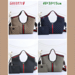 Gucci Giglio GG Leather Canvas Tote Hand Shoulder Bag Crossbody Strap Detachable Pouch Gold Brown Red Trim with Free Perfume - Image 3